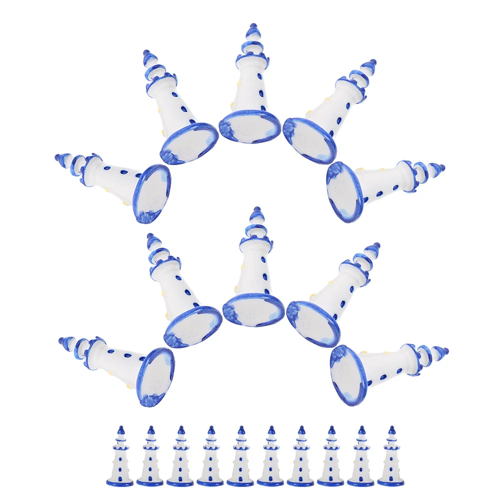 

20 Pcs Lighthouse Model Ecological Bottle Nautical Ornament Resin Mini Miniature Decor Mediterranean
