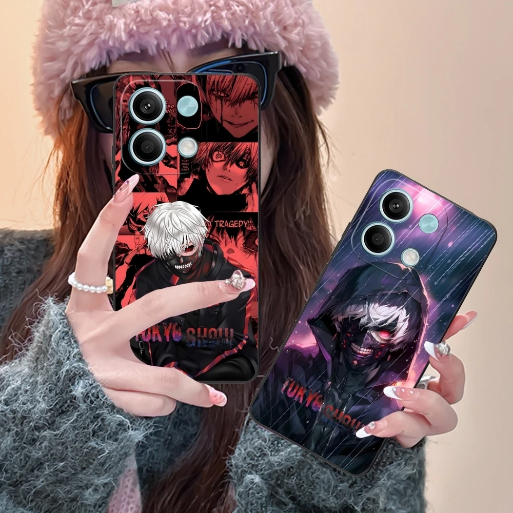 Tokyo Ghoul Kaneki Mobile Cell Phone Case for Xiaomi Redmi 13 13C 12 12C 10 10C A1 A2 A3 Plus 5G Black Soft Phone Cover Shell