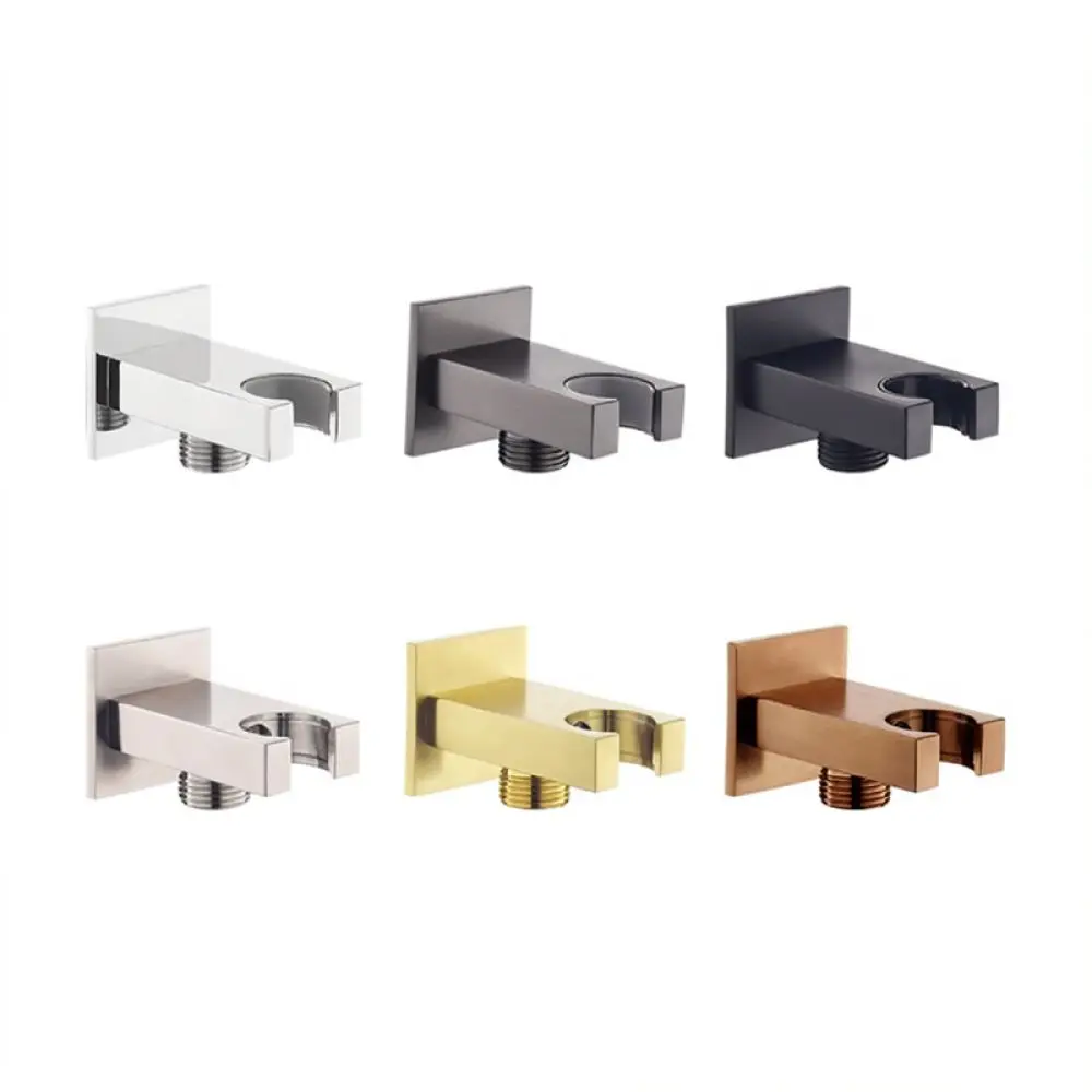 Square Solid Brass Shower Base Concealed Wall Mounted Water Outlet Connector Modern Bathroom Shower System Fitting