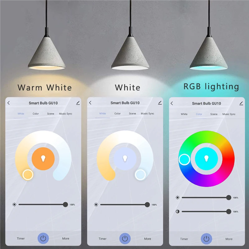 Tuya Smart LED Lamp Bulbs WiFi GU10 Small Spotlights RGB C+W White Dimmable Lamps Smart Life APP Control Light Bulbs Voice Alexa