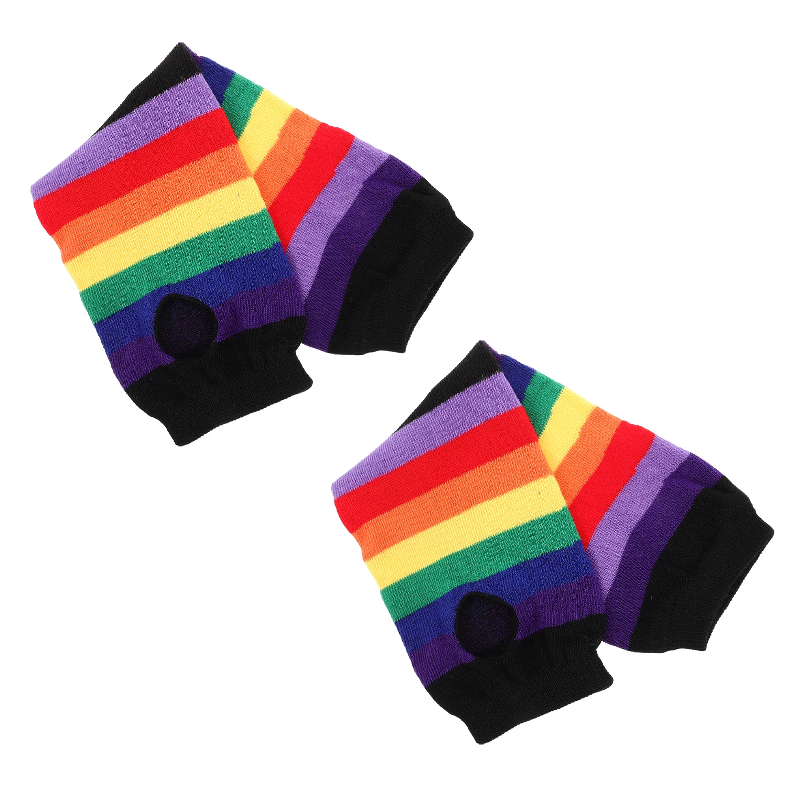 

Colorful Rainbow Knitted Gloves Fingerless Pride Party Accessories Soft Cozy Material Long Arm Warmers Winter Fashionable