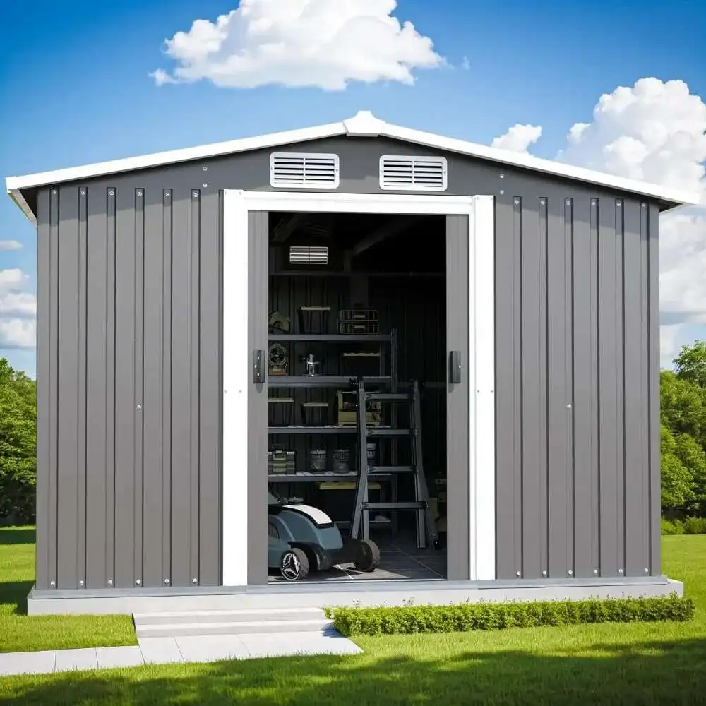 Outdoor Sheds 10FT X 8FT & Oversized Storage Clearance, Metal Anti-Corrosion Utility Tool House With Lockable Hinged Door