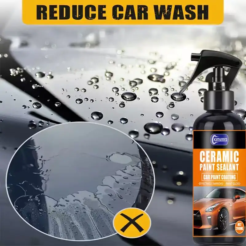 200ml Ceramic Paint Sealant, Car Ceramic Coating Spray, Water Repellent, Reduces Car Washing & Boosts Paint Gloss