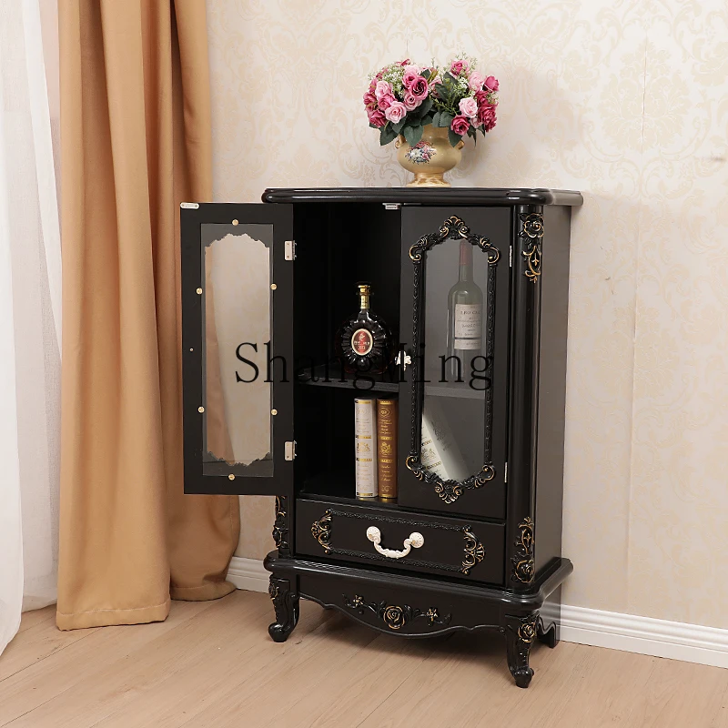 FG good-looking  household black gold-painted silver dining side storage wine cabinet multi-functional storage cabinet