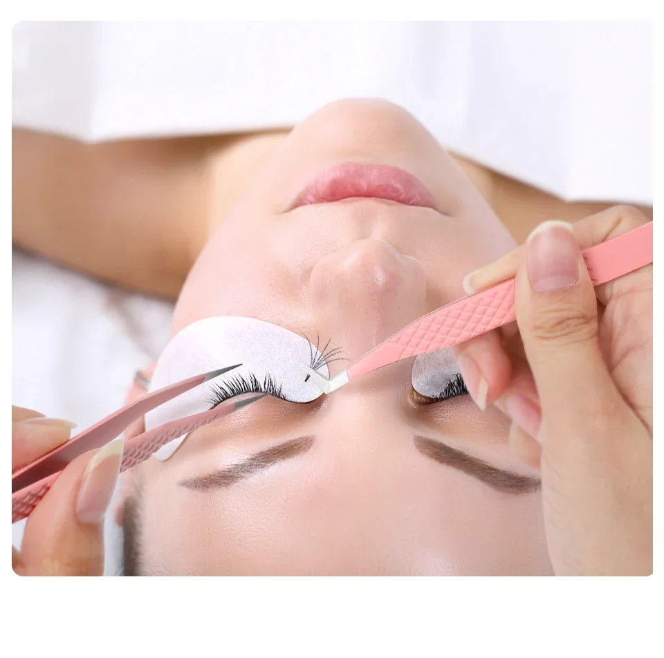 1pc 帯電防止まつげエクステンションピンセットファイバーチップ精密湾曲ストレート眉毛まつげまつげピンセットメイクアップツール