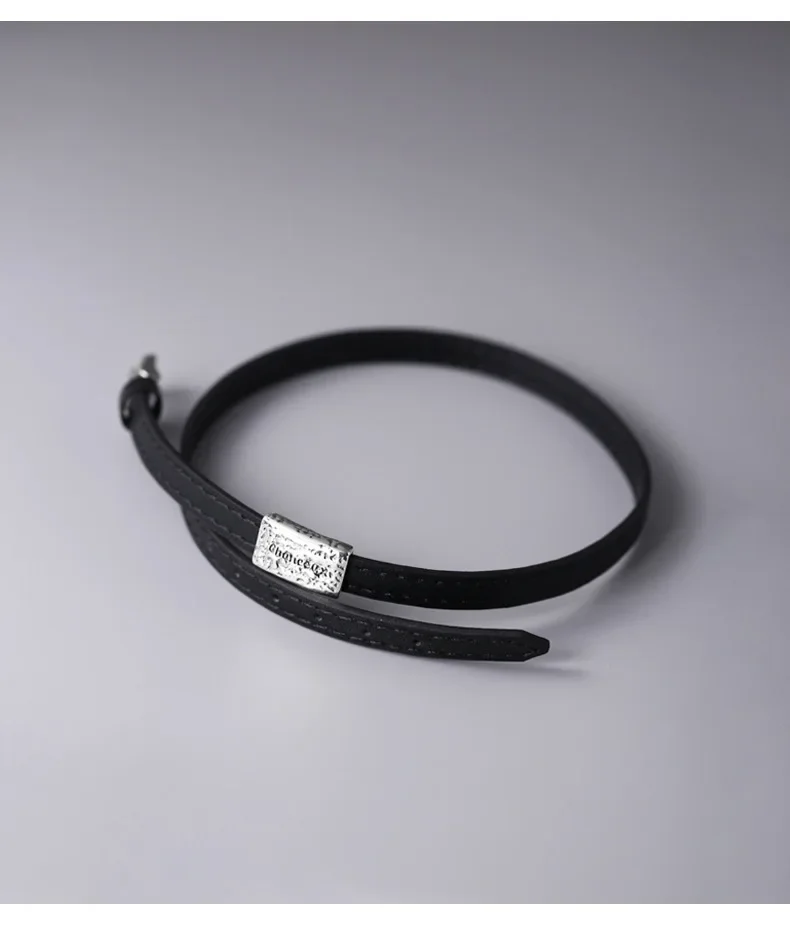 Punk Simple Individuality  Harajuku Letter Black rope Retro Minority Fashion Leather Pendant Belt Choker Necklet
