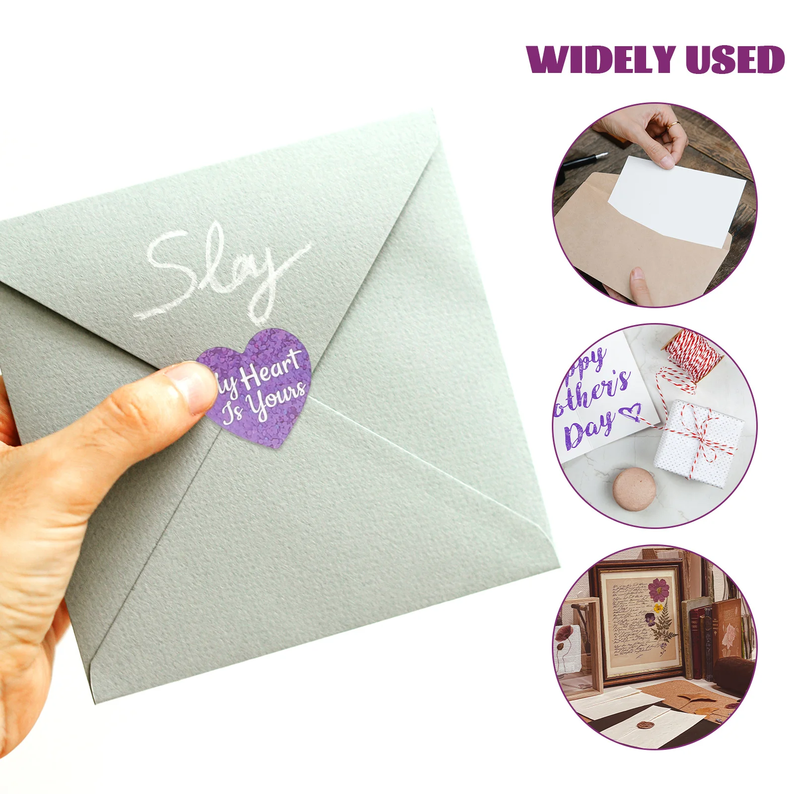 5 Rolls Heart Shape Valentine Stickers Sealing Labels Gift Box Envelope Self Adhesive Decorative DIY Wedding Party Use