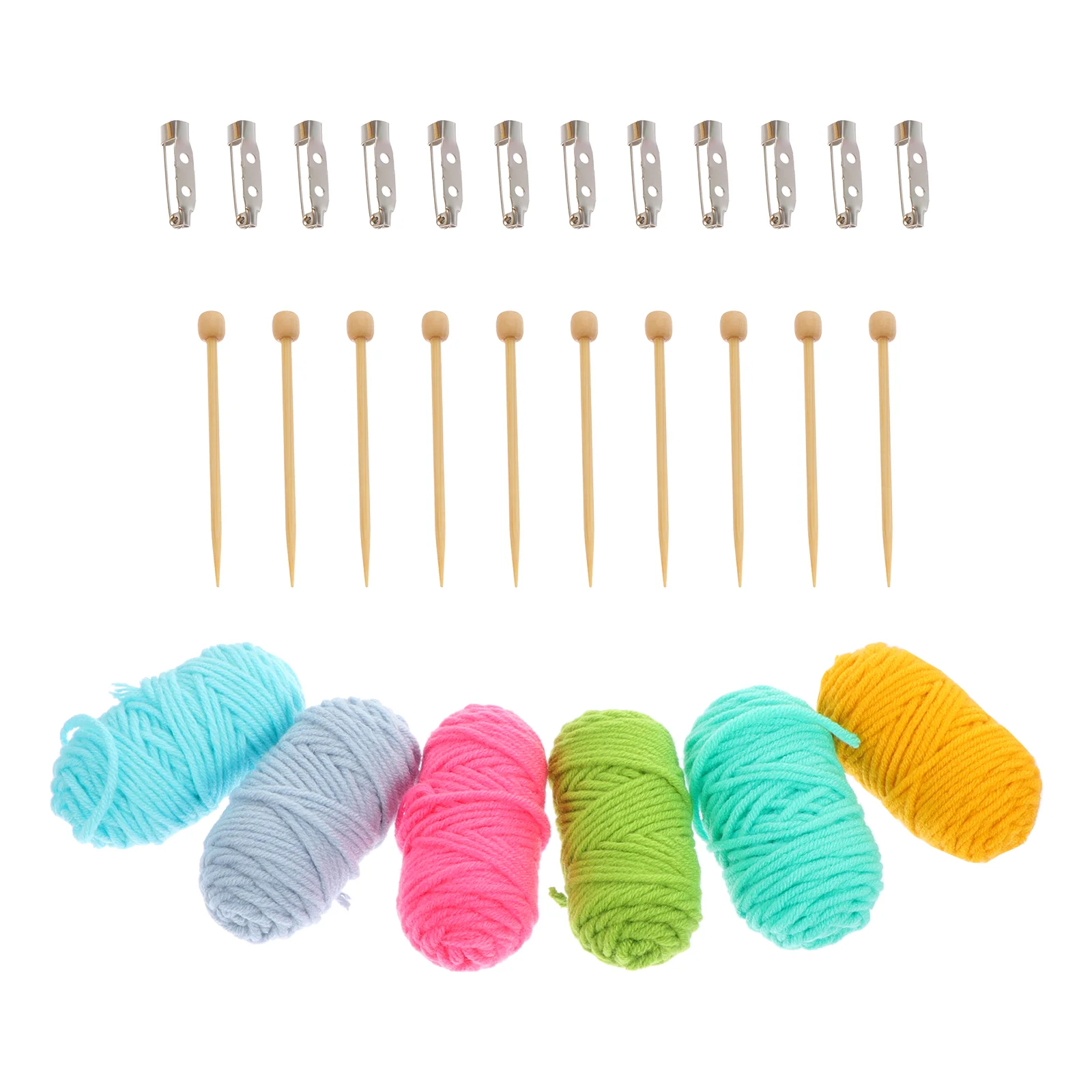 20 PCS Mini Needle DIY Brooch Material Knitting Supplies Short Rod Walnut Wood Rods Knitted Tools