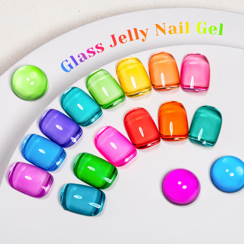 FOUR LILY 10ml Jelly Glass Gel Nail Polish Saprkly Red Purple Blue