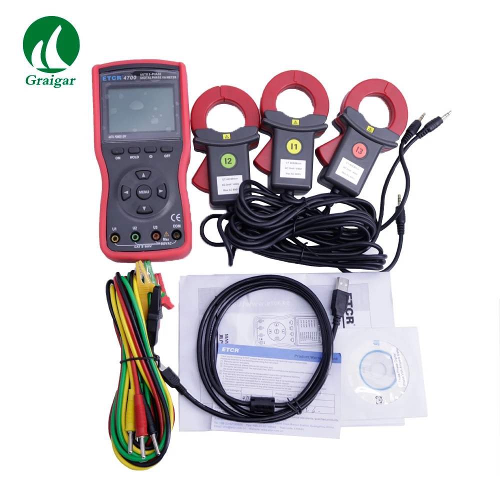 ETCR4700 Full-automatic Three Phase Digital Phase Volt-Ampere Meter AC Voltage And AC Current Tester