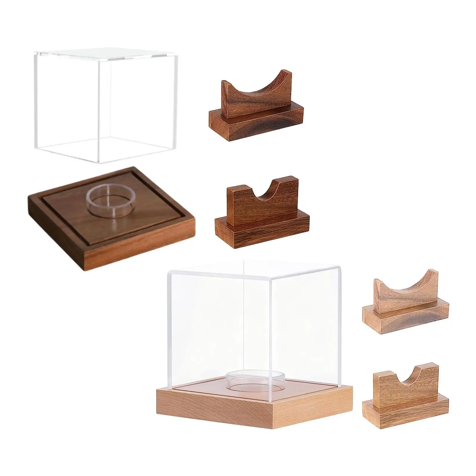 Clear Dustproof Baseball Display Case Acrylic Ball Holder Wooden Stand Box for Sports Memorabilia Display