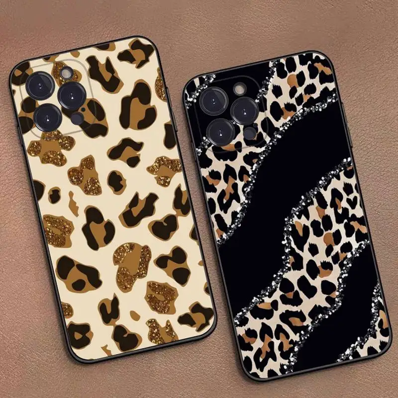 FHNBLJ Fashion Leopard Print Phone Case For iPhone 14 11 12 13 Mini Pro Max 8 7 6 6S Plus X SE 2020 XR XS Funda Case