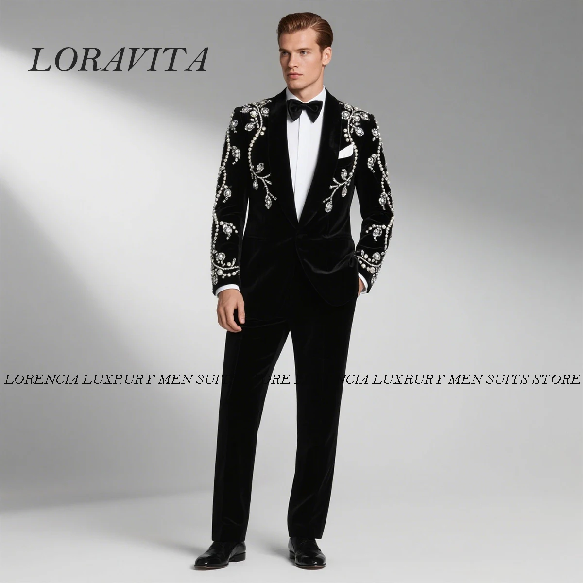 

Customized Luxury Diamond Ornament Men Suits Slim Fit Groom Male Prom Blazers 2 Pieces Sets Wedding Tuxedos trajes para hombre