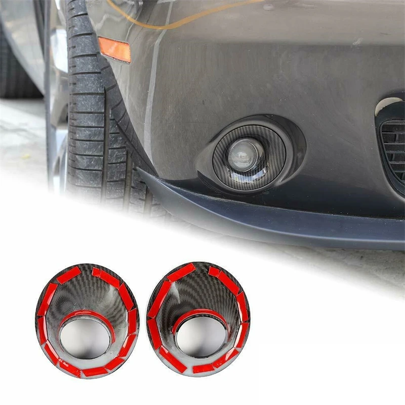 Rivestimento dell'anello della lampada fendinebbia del cofano della luce fendinebbia anteriore in fibra di carbonio per Dodge Challenger 2015 2016 2017 2018 2019