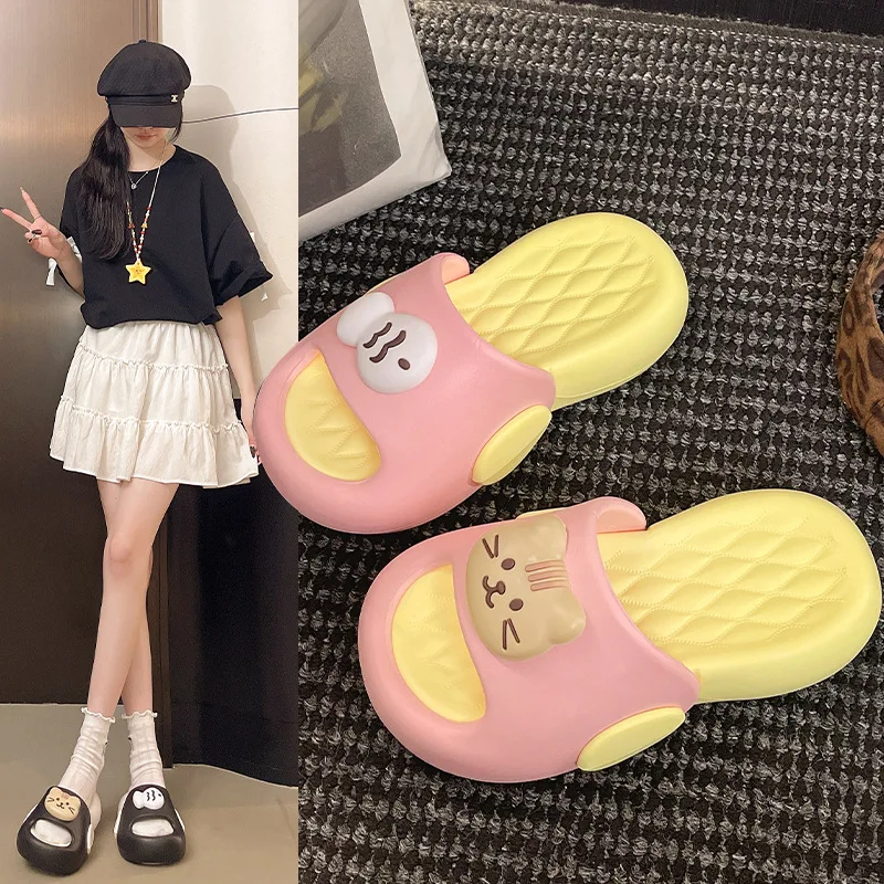 Summer Platform Slippers Women Home Animal Cartoon Cat Luxury Designer Woman Shoes Flats House Slides Outdoor Beach Soft Sole - view 2