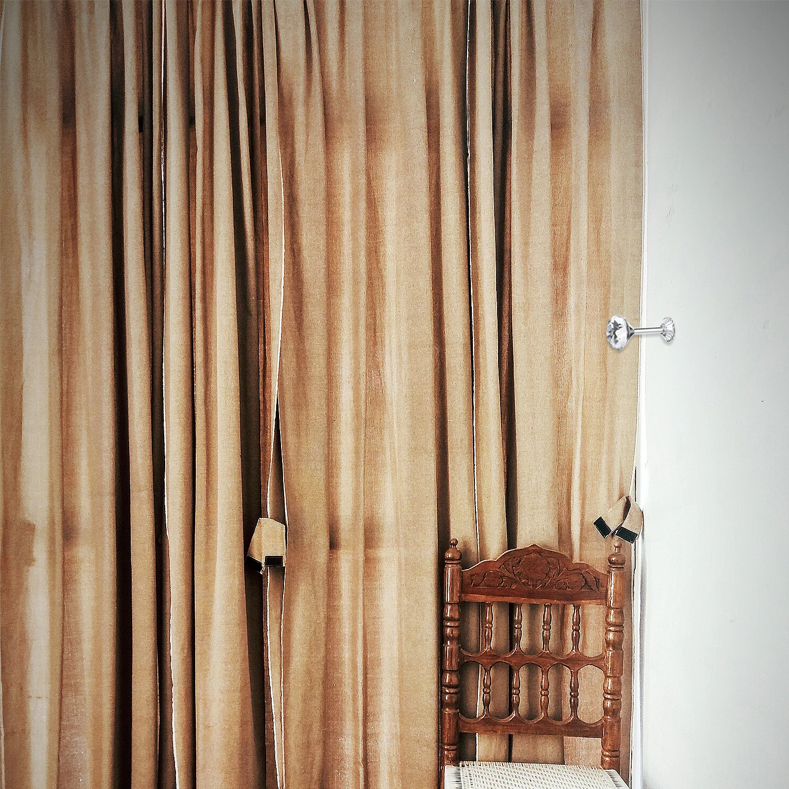 

1Pair Rhinestone Curtain Hooks Crystal Alloy Wall Mounted Tiebacks Multifunctional Decorative Hook for Curtains Clothes Hats