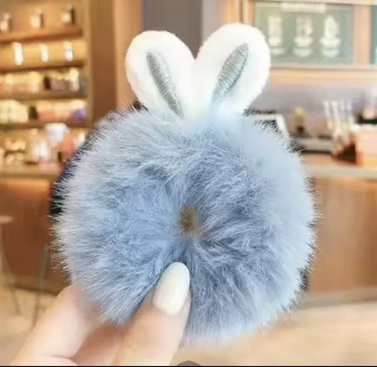 Panda Kühe Katze Kaninchen Plüsch elastische Haarbänder süße Pferdeschwanz Krawatten Frauen Mädchen süße Cartoon Haargummis Weihnachten – Detail 12