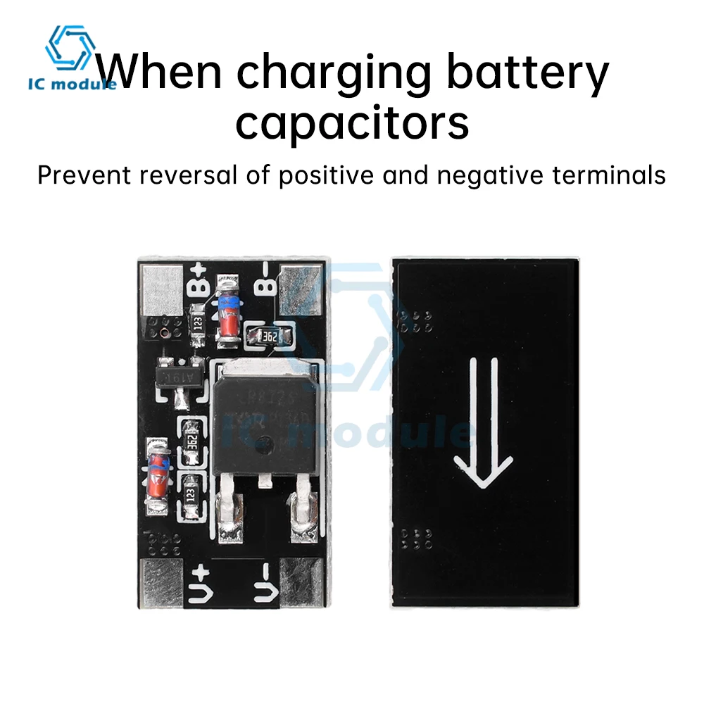 12A Battery Capacitor Positive and Negative Reverse Connection Protection Board 3V-28V 12A Anti-reverse Connection Module