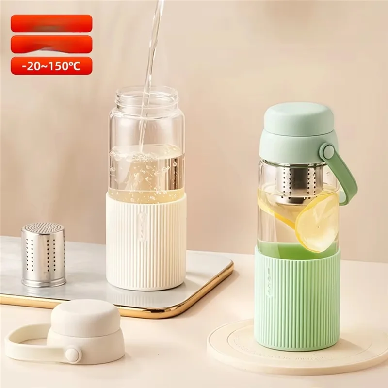 AT02-Transparent Glass Coffee Mug Multi-Use Drinkware For Coffee Includes Tea Filter C