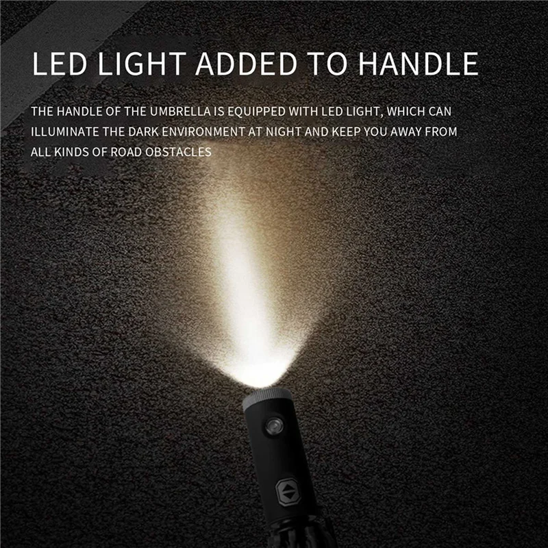 2X Automatic Reverse Umbrella Inverted Reflective Folding LED Light Safe Night Windproof Frame For Men Women Umbrellas-AT30