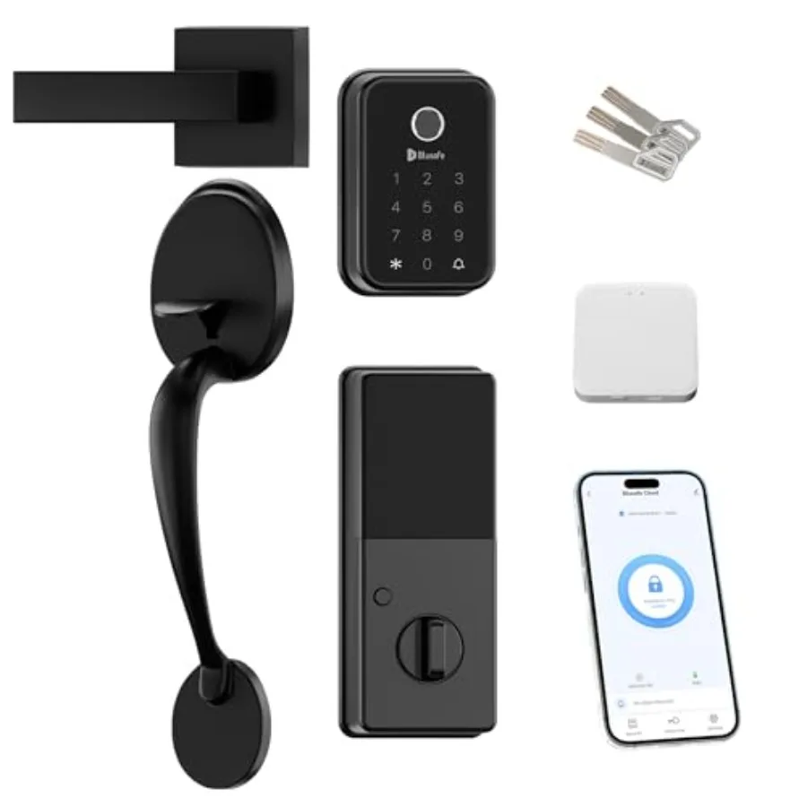 

Умный дверной замок с отпечатком пальца для входной двери, безключевой доступ, комплект ручек для двери, электронная кодовая панель, засов с рычагом, простое управление