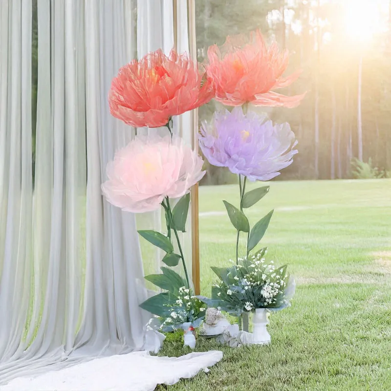

Набор искусственных цветов пиона, домашнее свадебное украшение для банкета, красочный марлевый шелковый цветок, реквизит для съемки, фоновая композиция