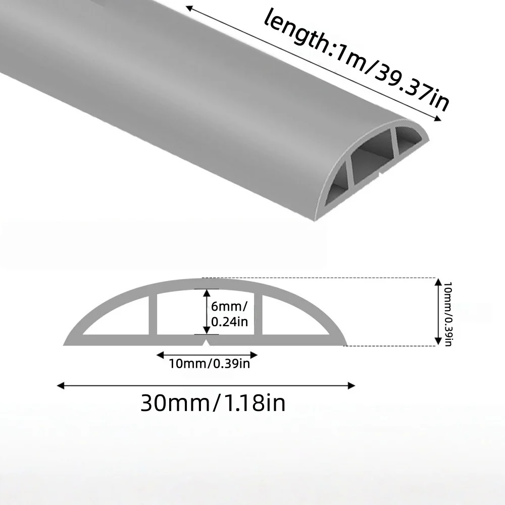 1PC Flexible Cable Protector Cord Hider Floor Wire Duct Adhesive Power Cord Cover Antislip Design Floor  Covers Raceway Cable ﻿