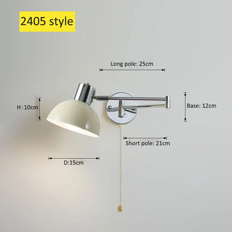 Nordic Metal Wall Lamp Folding Rocker Arm Wall Light Nordic Study Pull Switch Bedroom Bedside Wall Lamp Folding Lamp