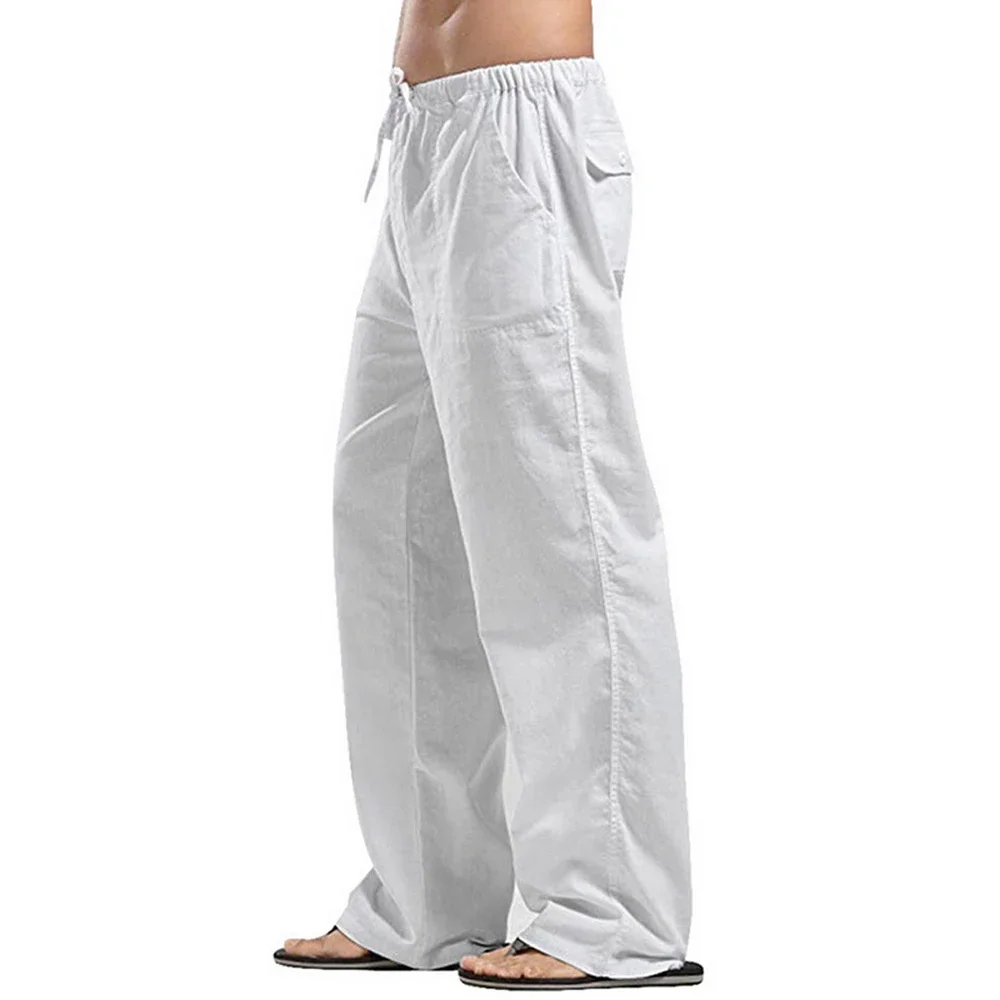 Pantaloni da uomo Pantaloni lunghi casual traspiranti tinta unita estivi Pantaloni larghi leggeri Pantaloni streetwear di grandi dimensioni maschili