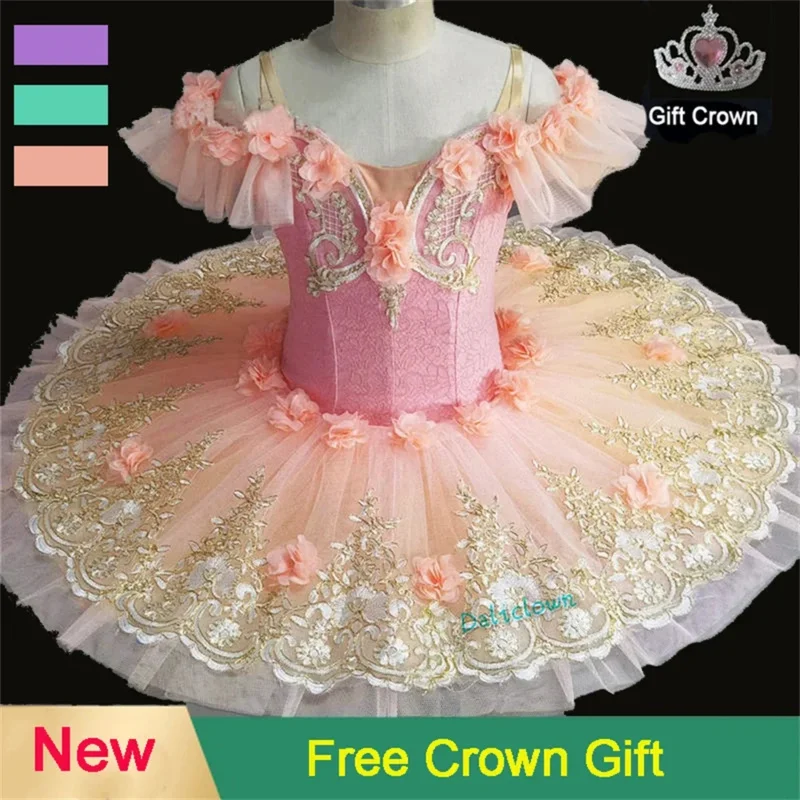 New flower girls professional ballet tutu dress adult kids Women skirt pancake Swan Lake ballerina stage dance costume