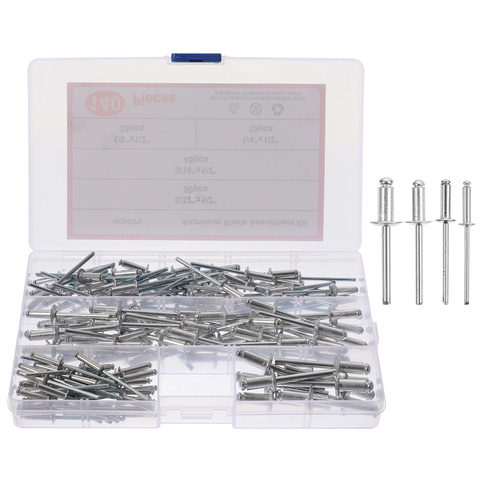 

140pcs Aluminum Rivets Assortments Blind Rivets for Metal Sheet Door Gutter Repair Hardware Construction