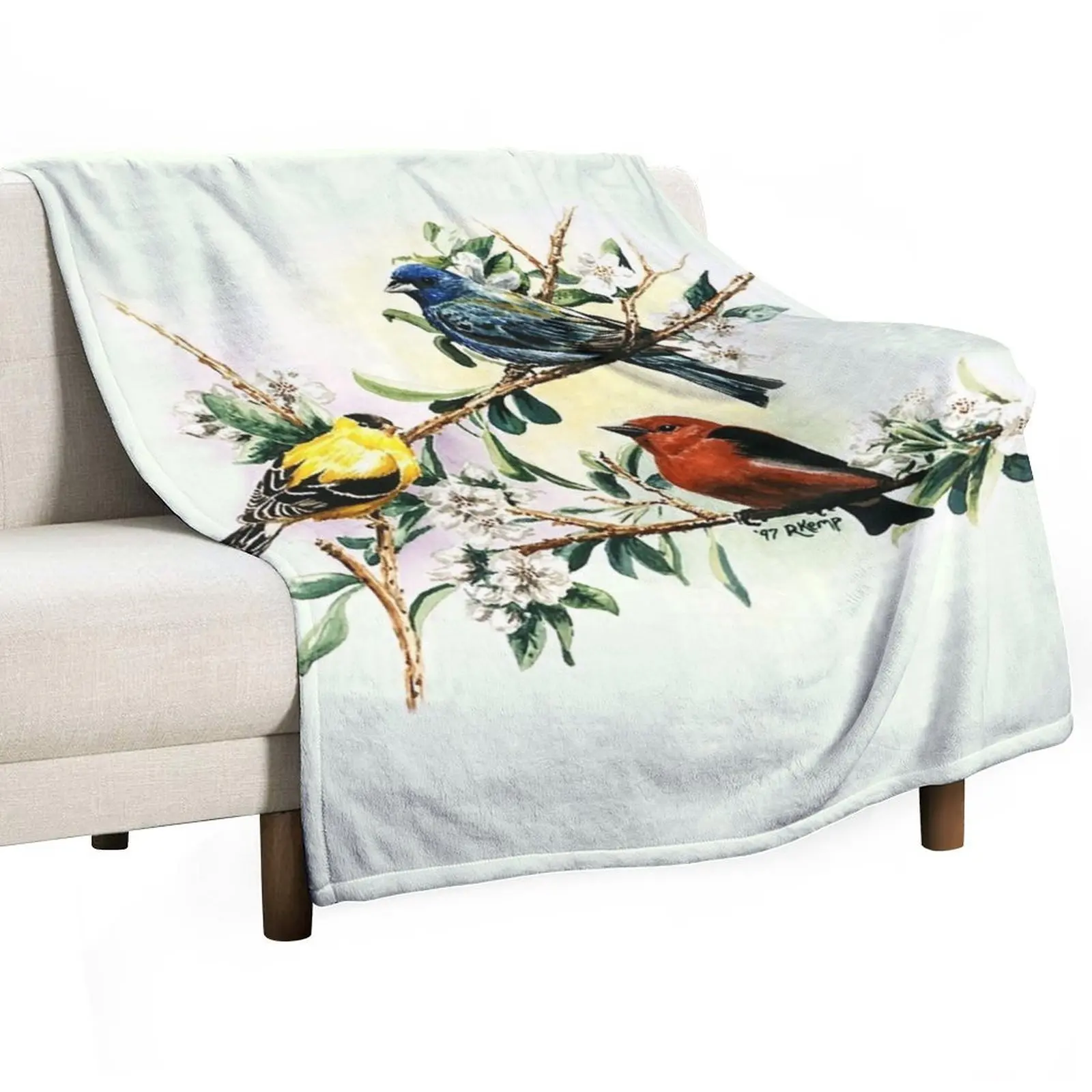

Songbirds - goldfinch, indigo bunting and scarlet tanager Throw Blanket Baby funny gift Kid'S Bed Fashionable Blankets