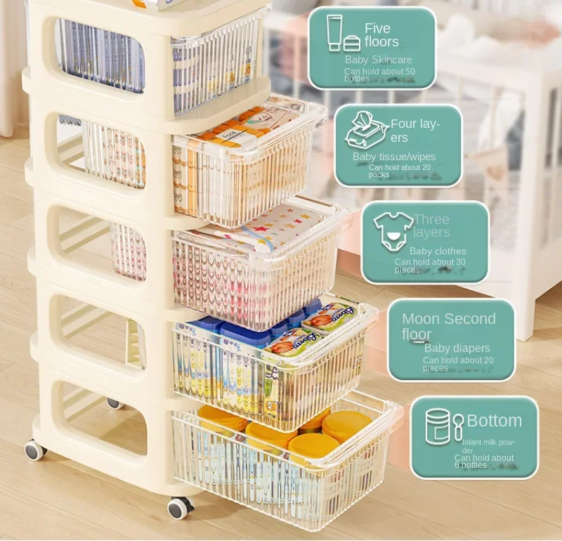 Acrylic Drawer Type Snack Rack Multi Layer Trolley Mobile Kitchen Storage Transparent Miscellaneous Organizer Clear Design