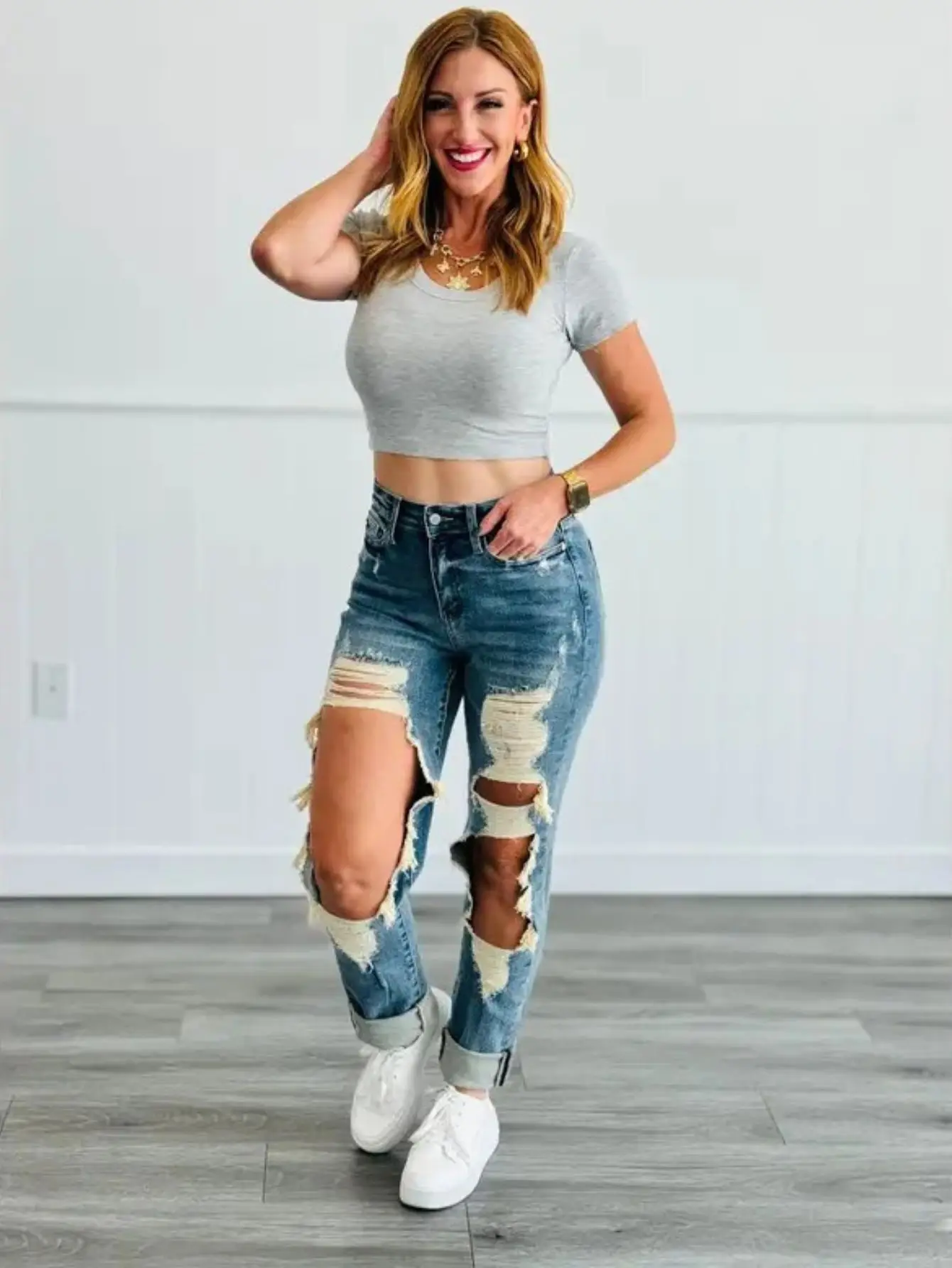 【HME】Jeans | Women Heavy Ripped Distressed Denim Pants, High Waist Straight Leg Boyfriend Denim, Vintage Light Wash Frayed Hem, Loose Fit Casual Denim Pants For Summer Street Daily Wear