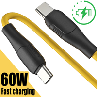 60W Fast Charging Wire Yellow Type C Cable Line Mobile Phone USB C Data Transfer Cables Cord for Samsung Huawei Xiaomi Redmi