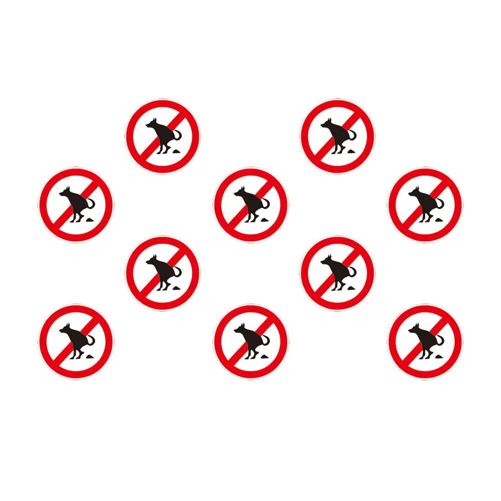 

10 Sheets Waterproof Sticker No Dog Poop Sign Funny Pet Prohibitory Yard Car Window Decal Environment Marker Traffic Safety