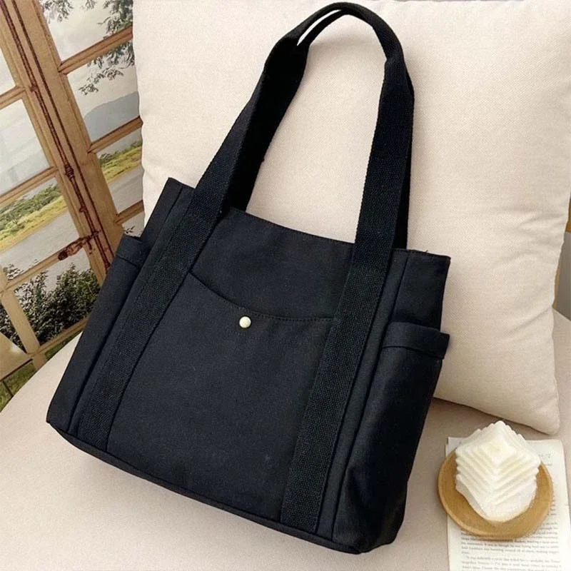 Große Canvas-Tragetasche, Schultertasche für den Arbeitsweg, Handtasche für Studenten, Büchertasche für den täglichen Gebrauch im Freien – Detail 23