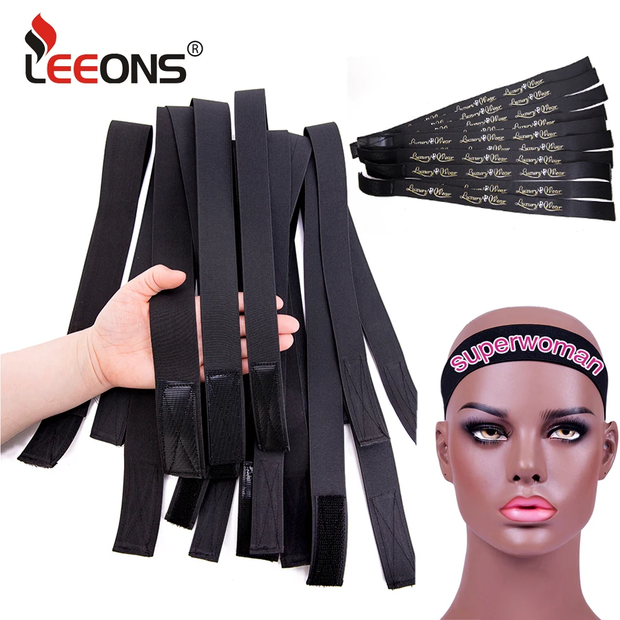 Leeons Hair Wrap Edges 1Pcs/3Pcs Lot High Elastic Bands For Hair Wig Accessories Adjustable Black Pink Blue Elastic Hair Band