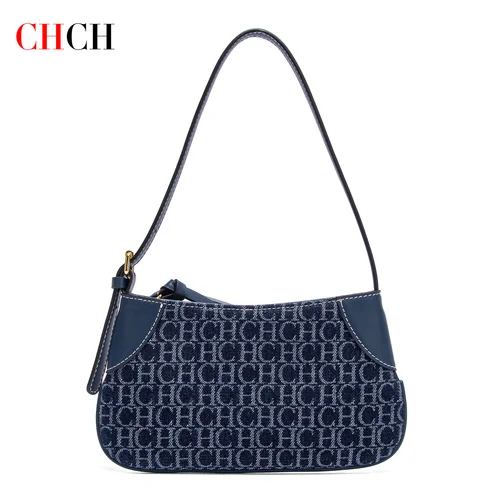 Imagen 2 del producto CHCH Bolso de mano para mujer 2025, bolso para teléfono con diseño de empalme de vaquero de verano, bolso sencillo para ir al trabajo, cartera