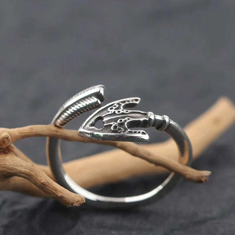 Retro Arrow Ring Men's Feather Ring Fashion Personality Coldness Style Thai Silver Finger Jewelry KOFSAC