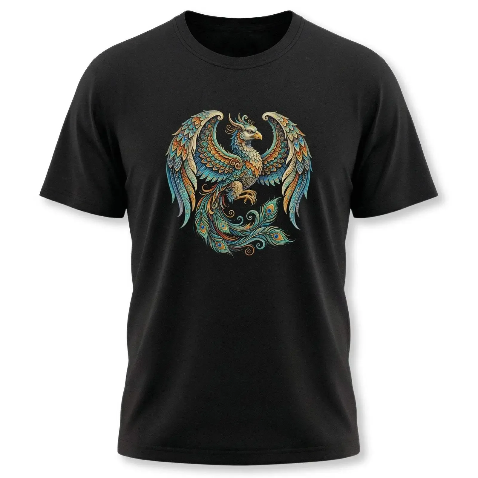 Homa Bird Phoenix Ornate T Shirt Colorful Persian Mythology Image 1 of 4 vintage Washed Versatile Stretched Breathable