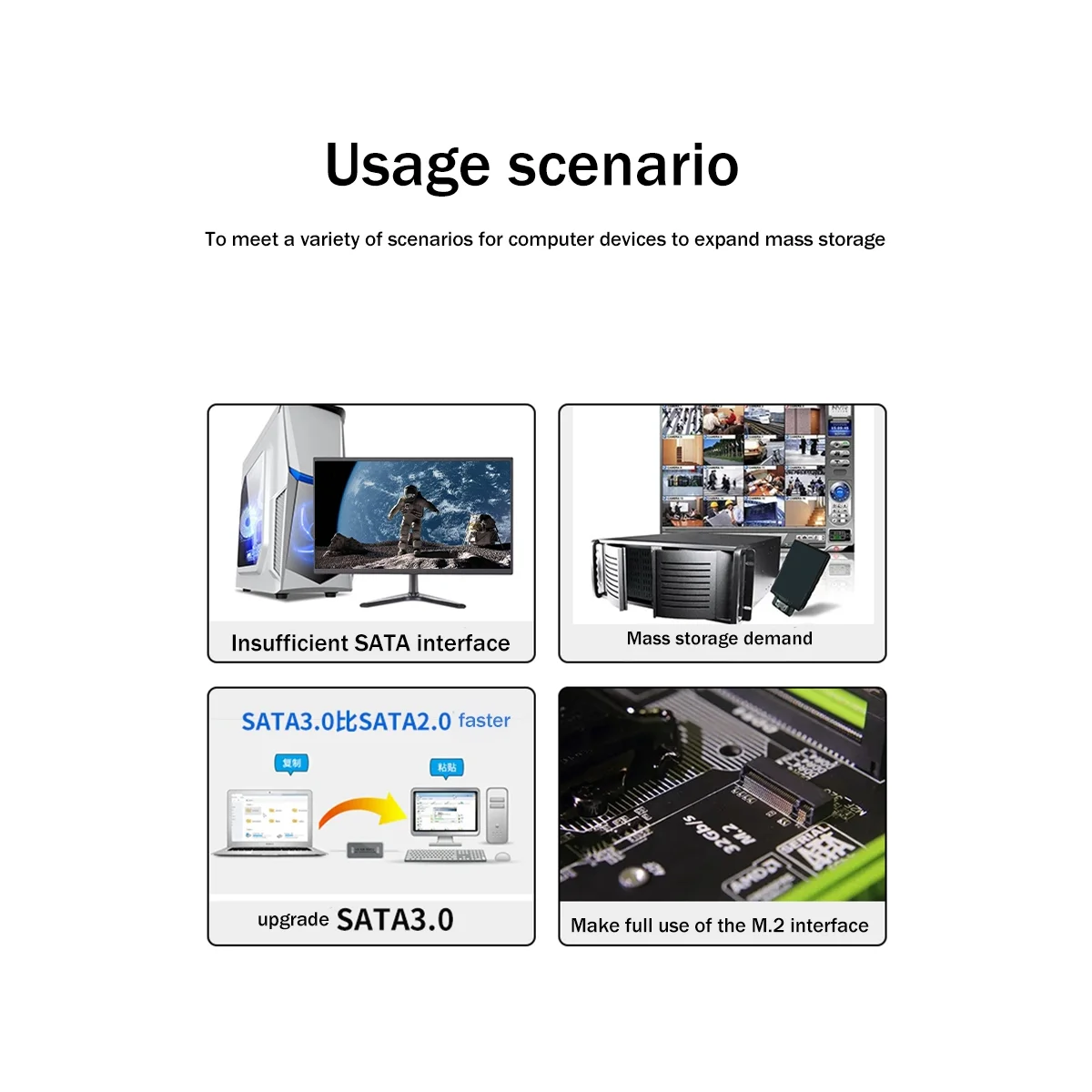 M.2 to 6 Port SATA3.0 6G Expansion Card M Key NVME Expansion Card