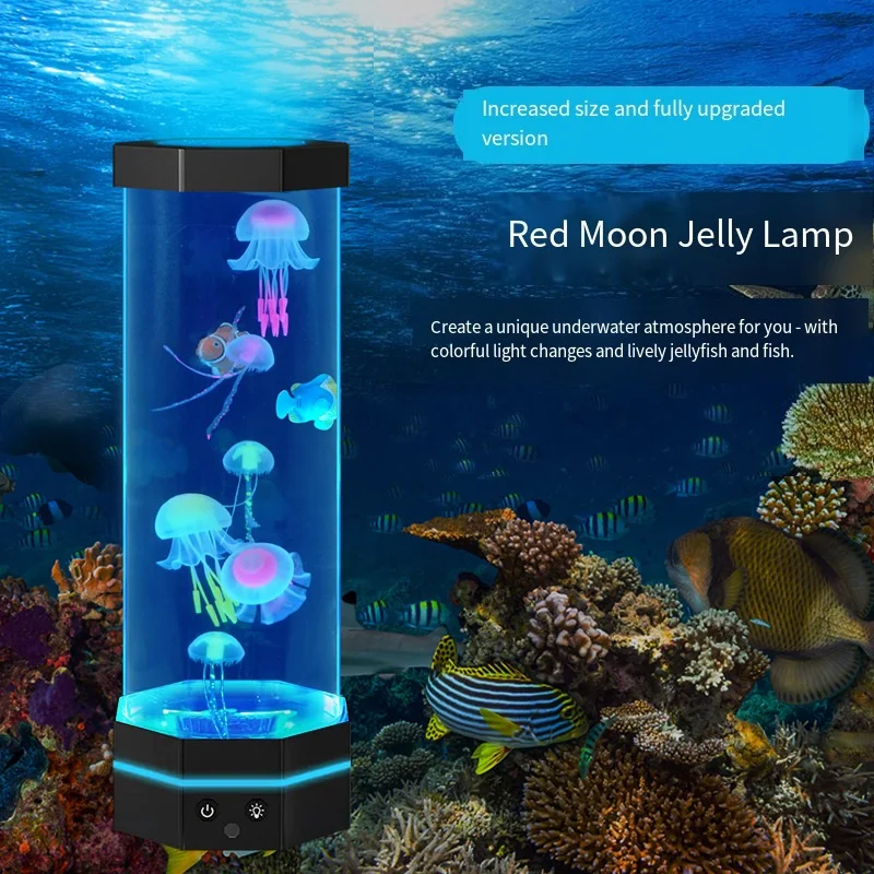 LED Jellyfish Lava Lamp 17 Colors Changing Jellyfish Lamp With Remote Control USB Plug-in Bubble Fish Lamp Kids Night Light
