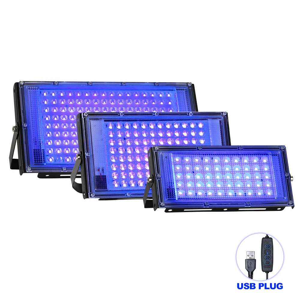 

Светодиодные УФ-лампы Синий свет Прожектор 395 нм 400 нм USB 5 В IP65 Водонепроницаемый светодиодный ультрафиолетовый сценический прожектор Атмосфера Украшение