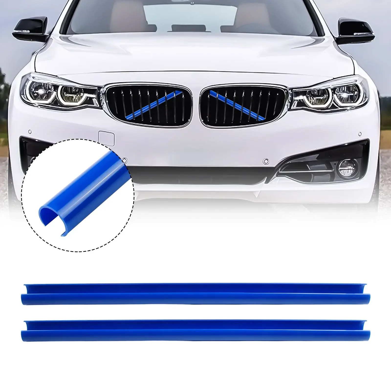 2pcs Car Front Grille Trim Strips Cover Frame Sticker For BMW E60 E61 F20 F10 F30 X3 F25 G01 G30 G20 F11 1 2 3 5 Series M 36cm