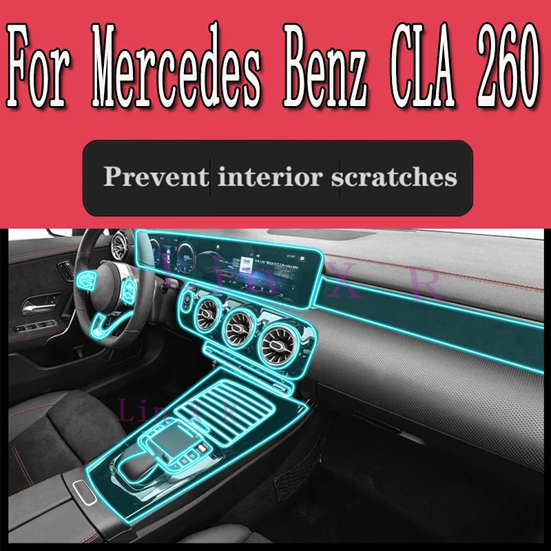 For Mercedes Benz CLA 260 2020-2023  Gearbox Panel Navigation Screen Automotive Interior TPU Protective Film Cover Anti-Scratch