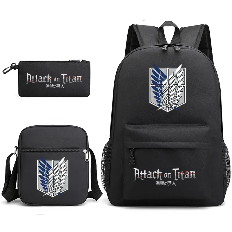 Attack on Titan EREN MIKASA Backpack Schoolbag Shoulder Bag Pencil Case Gift for Kids Students