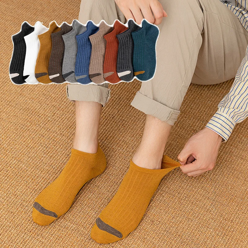 5 Pairs Xiaomi Youpin Men\'s Socks Spring and Summer Low-waist Heel Cotton Socks Waist Sweat-absorbent Deodorant Short Tube Socks