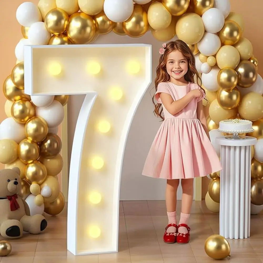 DIY LED Number Light Sign For Birthday Party Anniversary Graduation Event Decorative Standing KT Board Photo Backdrop