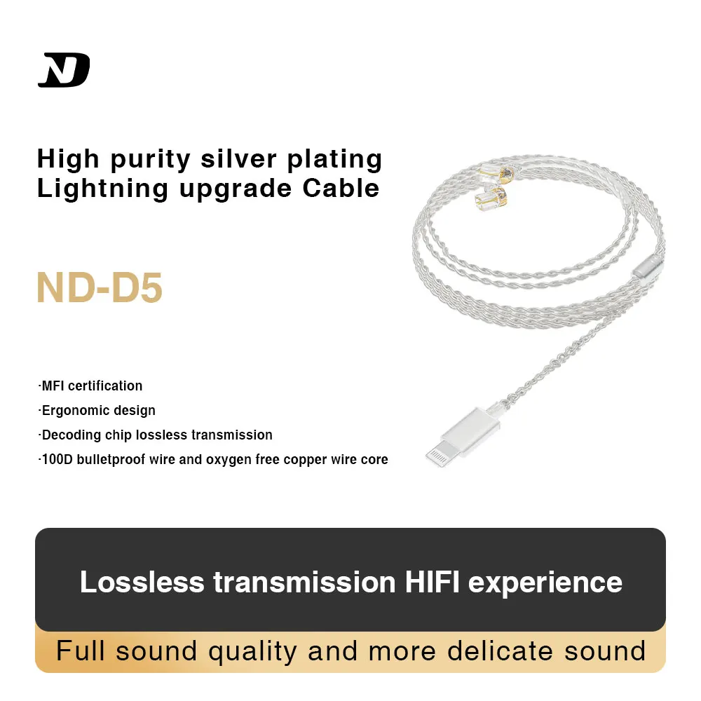 

ND Lightning headphone cable is suitable for 2-2pin plug-in and 0.75mm of wired headphones with Apple interface KZ CCA